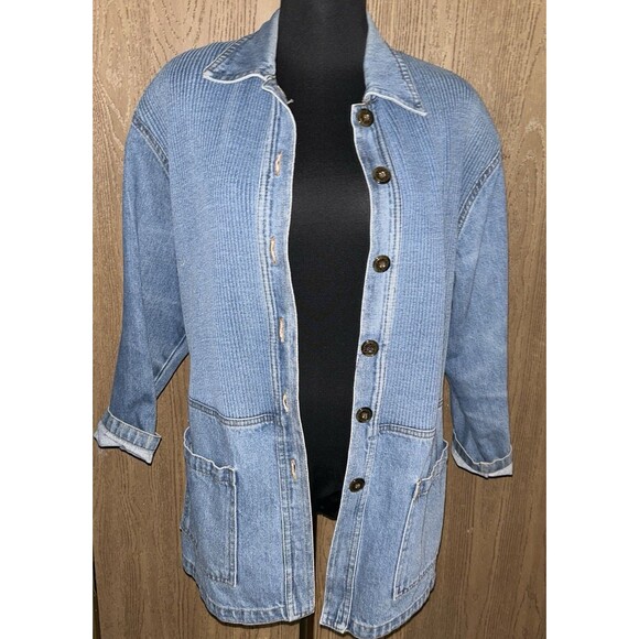Vintage CMC Denim Schacket /chire Jacket Women’s Small Shoulder Pads - Picture 2 of 11